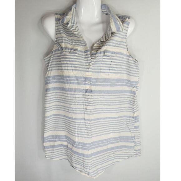 J.Crew Womens Blue & White Stripe Cotton Collared Sleeveless Top Estimated Small - Picture 1 of 9